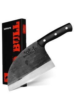 Buy Samura Mad Bull Serbian Chef’s Knife Black Handle | 7 Inch Handle | Durable | AUS-8 Hammered Stainless Steel | G-10 Handle Material | Hand Forged | Precison Cutting in UAE