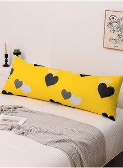 Buy 1 Piece Long Body Pillow Case, Yellow Color with Hearts Design. in UAE