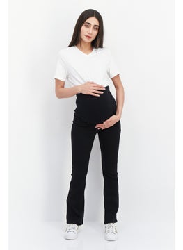 Buy Maternity Regular Fit High Rise Solid Stretchable Denim, Black in UAE