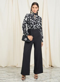 Buy Abstract Print High Neck Tailored Wide Leg Jumpsuit in Saudi Arabia