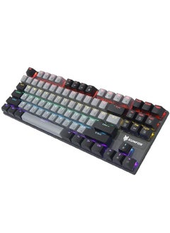 Buy Xunfox K80 Gaming Keyboard - Blue Mechanical Switch – Rainbow backlight – 87 Keys TKL Size – Double Color keycaps – ( Arabic & English Keys ) in Egypt