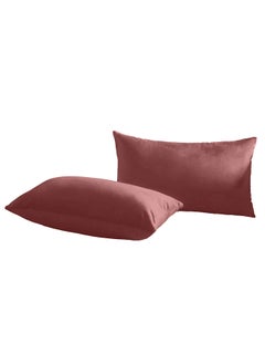 Buy Set of 2 Pieces Rectangular Soft Velvet Decorative Cushion with Solid Design and Attractive Colors - 50x30 cm in Saudi Arabia