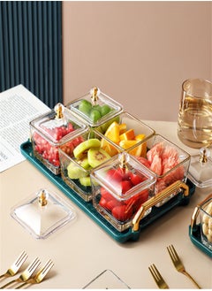 Buy Portable Divided Food Tray with Lid and Handle — Perfect for Snacks, Candy, Desserts, and Dried Fruits in Saudi Arabia