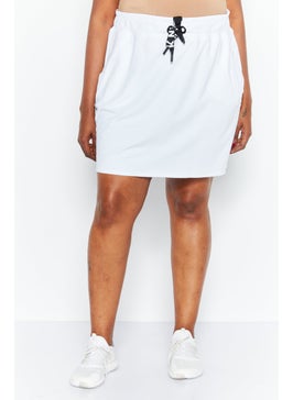 اشتري Women Plus Size Drawstring Plain Training Skirt, White في الامارات