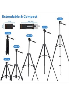 Buy Lightweight Phone Tripod 55Inches, Video Tripod with 360 Panorama and 1/4” Mounting Screw for Mirrorless/Gopro/DSLR Camera, Phone Holder for Smartphone, Max Load 6.6 Lbs, Carry Bag Inclued in UAE