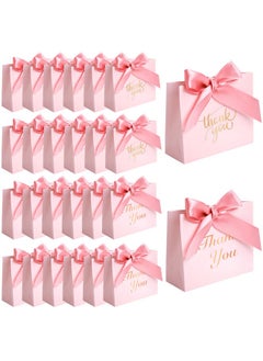 Buy 24Pcs Small Thank You Gift Bags Mini Party Favor Bags Pink Candy Bags Treat Boxes Paper Gift Bags With Bow Ribbon For Wedding Valentine'S Day Bridal Baby Shower Birthday Party in UAE