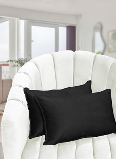 Buy 2 Pieces Velvet Decorative Cushion Set Solid Design 50x30 cm in Saudi Arabia