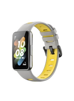 Buy Replacement Dot Silicone Watch Band For Huawei Band 7 Grey Yellow in UAE