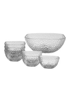 Buy Glass dessert set in clear glass 7 pieces in Saudi Arabia