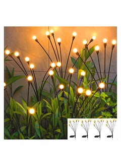 Buy 8LED Solar Garden Lights Swaying Light, Sway by Wind, Outdoor, Yard Patio Pathway Decoration, Solar Powered Firefly Lights Outdoor Waterproof, Warm White(4 Pack) in UAE