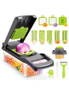 Buy Vegetable Chopper,Multifunctional 13-in-1 Food Choppers Onion Chopper Vegetable Slicer Cutter Dicer Veggie chopper with 8 Blades,Colander Basket in UAE