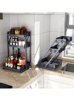 Buy Tycom Pull Out Spice Rack Organizer For Countertop and Cabinet,Standing Shelf Jars Storage Holder, Foldable Seasoning Shelf Organizer for Kitchen Storage,3 Layer Black. in UAE