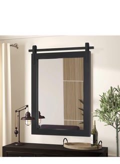 Buy Bathroom Mirror Wood Framed Wall Mirror Barn Door Inspired Rustic Vanity Mirror 55x76cm in Saudi Arabia
