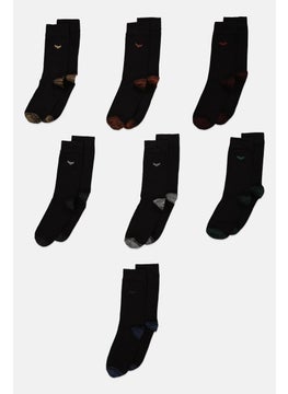 اشتري Men 7 Pair Textured Socks, Black Combo في السعودية