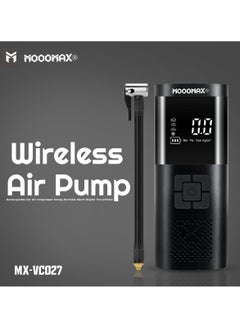 Buy Portable Wireless Air Compressor, Smart Digital Tire Inflator, Rechargeable Car Air Pump - MOOGMAX MX-VC027 in Saudi Arabia