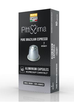 Buy Pittissima Pure Brazilian Espresso - 10 aluminum Nespresso compatible capsules in UAE