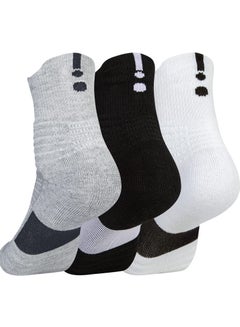 Buy Basketball Socks, Men's Sports Socks Thickened Mid Tube Badminton Socks Running Socks Outdoor Elite Socks, Sweat Absorbing Non-Slip Basketball Socks for Teens and Adults (3 Pairs) in UAE