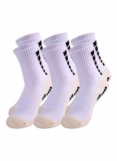 اشتري Men's Soccer Socks Anti Slip Non Slip Grip Pads for Football Basketball Sports Grip Socks, 3Pair في الامارات