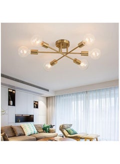 Buy 6 Heads Modern Ceiling Chandelier for Restaurant Dining Sitting Room Hanging Lamp Gold Iron Lighting Fixture Nordic Home Decor in Saudi Arabia
