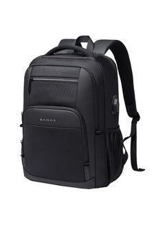Buy Laptop Backpack Large Capacity School Bag USB Charging Port Water Resistant 15.6 inch - Black in Egypt
