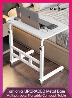 Buy Versatile Adjustable Movable Work and Study Desk with Upgraded Metal Base Computer Laptop Desks for Home Office Multipurpose Portable And Ergonomic Furniture Overbed Tray Bedside Sofa Compact Table in UAE
