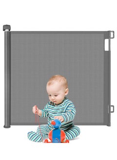 Buy Adjustable Retractable Mesh Baby Toddlers Safety Gate Kit for Stairs Indoor Outdoor Doorway Hallway in UAE