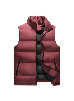 اشتري 2024 Mens Padded Vest Winter Cotton Large Collar JacketRed Red في السعودية