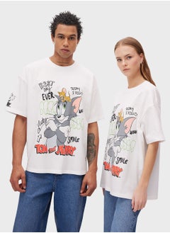 Buy Oversize Fit Tom & Jerry Licensed Printed Short Sl in UAE