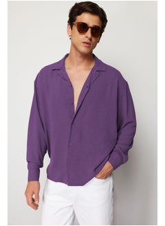 Buy Oversize Fit Open Collar Summer Linen Look Shirt TMNSS23GO00053 in Egypt