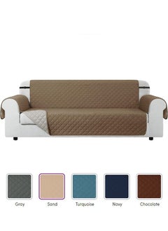 اشتري Four Seater Sofa Cover 100% Waterproof Non-Slip Quilted Furniture Protector Cover for Pets Kids Children Camel Brown 78 inch في السعودية