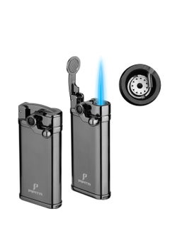 اشتري 2pcs Torch Lighter Windproof  Jet Single Flame Lighter , Adjustable Flame and Refillbale Fuel Metal Lighter (Butane Not Included) في الامارات