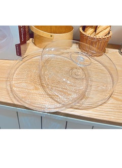 Buy Acrylic Serving Tray with Dome Lid - Clear | 100% BPA-Free Acrylic Tray | Versatile Storage and Display Solution for Banquets, Parties, and Home Use The tray package measuring  12.8*3.34 inch in Saudi Arabia