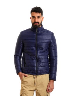 اشتري Zipper Full Sleeves Puffer Jacket - Navy Blue في مصر