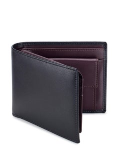 Buy Leather Men's Wallet with Coin Pocket, RFID Blocking Slim Bifold Credit Card Wallet with ID Window, Wine red, Minimalist in Saudi Arabia