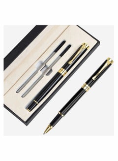 اشتري Expert Ballpoint Pen Black with Chrome Trim Luxury Line 0.5mm Tip Come 2 Pieces Ink Refill Nice BallPens Classy Gift Box for Student Executive Office في الامارات