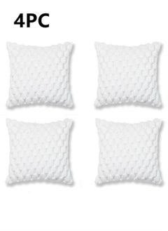 Buy 4-Piece Plush Pillow Cover Throw Pillowcase Sofa Pillow Cover White 45x45 Centimeter in UAE