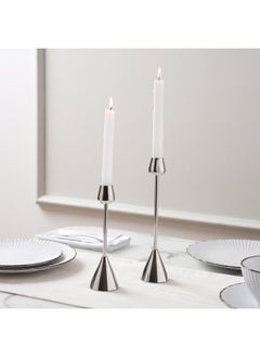 اشتري Ember Metal Taper Candle Holder 6x6x27cm- Silver في الامارات