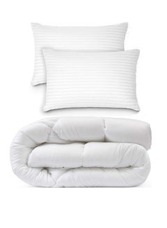 اشتري Duvet Comforter Cotton White 240x260cm With 2 Pieces Pillow في الامارات