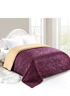 Buy Double-sided blanket, soft velvet and warm fur, elegant design, size 240x200 cm in Saudi Arabia