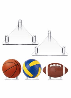 اشتري Acrylic Ball Stand Display Holder Sports Ball Storage Rack for Football Basketball Volleyball and Soccer Ball (Transparent)2 PCS في الامارات