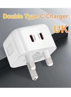 Buy 20W Fast Charger | Dual Port USB-C Plug Charger for iPhone 15/15 Pro/15 Pro Max/15 Plus/14/13/12/X/XS/XR & iPad Pro/Mini/Air in UAE