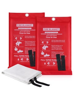 Buy 2 Pack of Fire Blankets for Fire Safety -  Emergency Safety Fire Blanket - Retardant Kitemarked Fiberglass Fire Suppression Blanket - Kitchen, Home, Office, Caravan Fire Resistant Blanket in Saudi Arabia