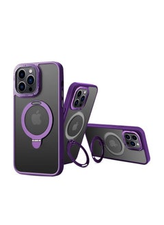 Buy magnetic aluminum stand case for iphone 14 pro max 6.7" purple in UAE