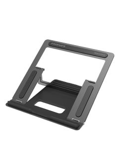 اشتري Promate Laptop Stand, Aluminum Ventilated Multi-Level Notebook Stand up to 17 Inches, DeskMate-5.Grey في الامارات