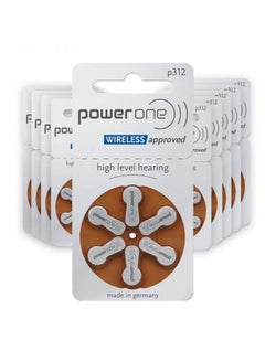 Buy 60-Pieces Power One Zinc Air Hearing Aid Batteries Size 312 in UAE