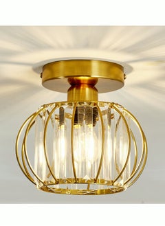 Buy Crystal Semi Flush Mount Ceiling Light Fixture E26 Mini Antique Gold Chandelier Small Ceiling Lamp for Entryway Bedroom Bathroom Hallway Closet Foyer in Saudi Arabia