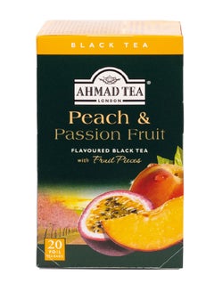 اشتري شاي أسود بنكهة الخوخ وفاكهة الباشن فروت، مكونة من 20 كيساً 40غرام في الامارات