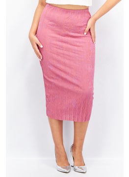 Buy Women Textured  Midi Skirt  Pink in Saudi Arabia