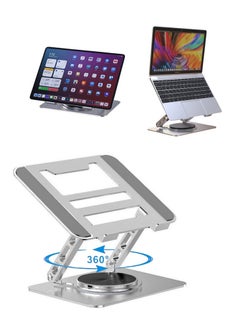 Buy Laptop Stand for Desk with 360° Rotating Base, Multi-Angle Adjustable Laptop Stands, Foldable Laptop Riser Compatible with 10 to 15.6 Inches PC Computer in Saudi Arabia