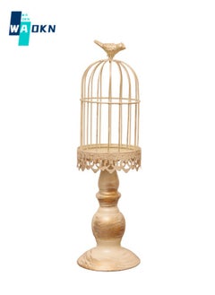 Buy Classical Metal Table Decoration Birdcage Shape Exquisite Lace Candle Holder in UAE